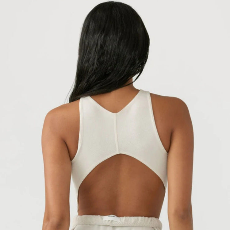 Short Slim V-neck Yoga/Running/Fitness Vest Curved Top