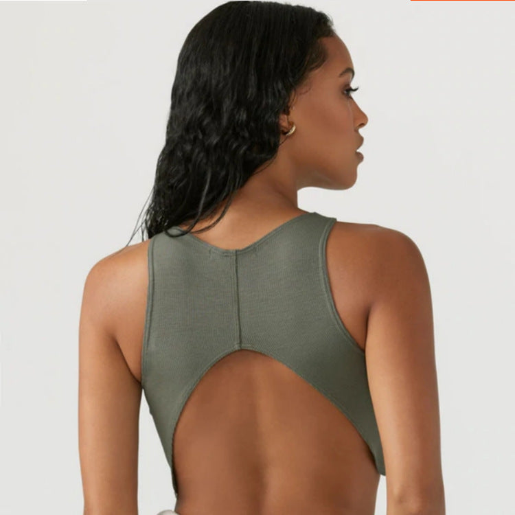 Short Slim V-neck Yoga/Running/Fitness Vest Curved Top