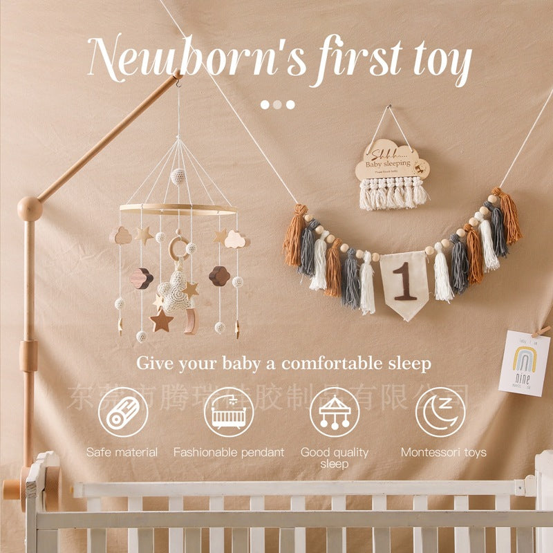 Handmade crochet wooden baby room pendant