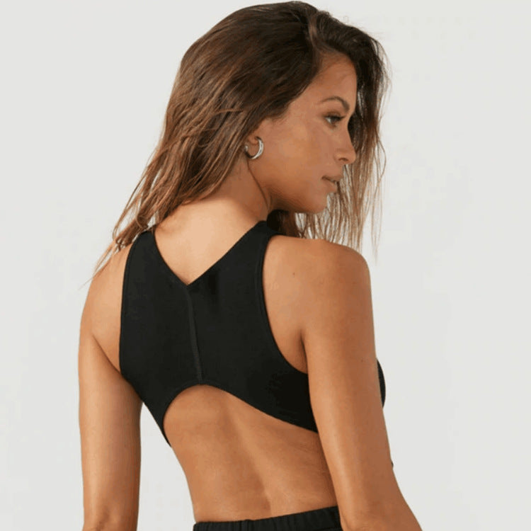 Short Slim V-neck Yoga/Running/Fitness Vest Curved Top