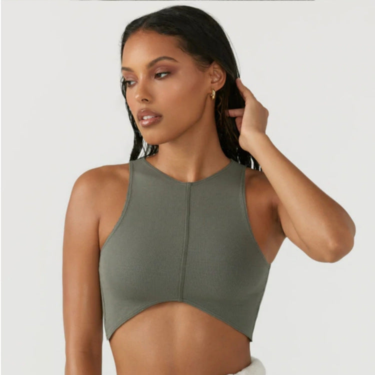 Short Slim V-neck Yoga/Running/Fitness Vest Curved Top