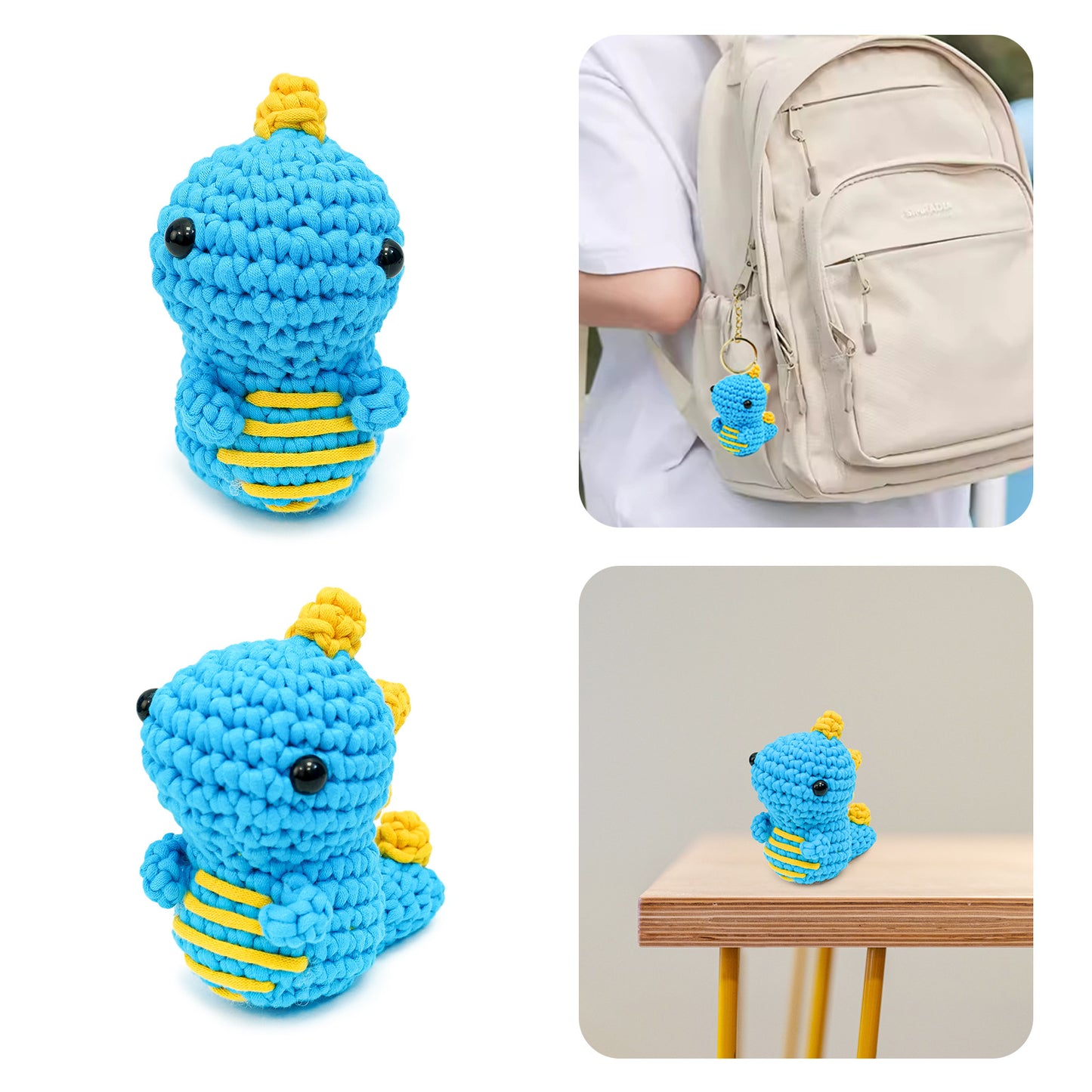 Cute DIY crochet dinosaur tool kit