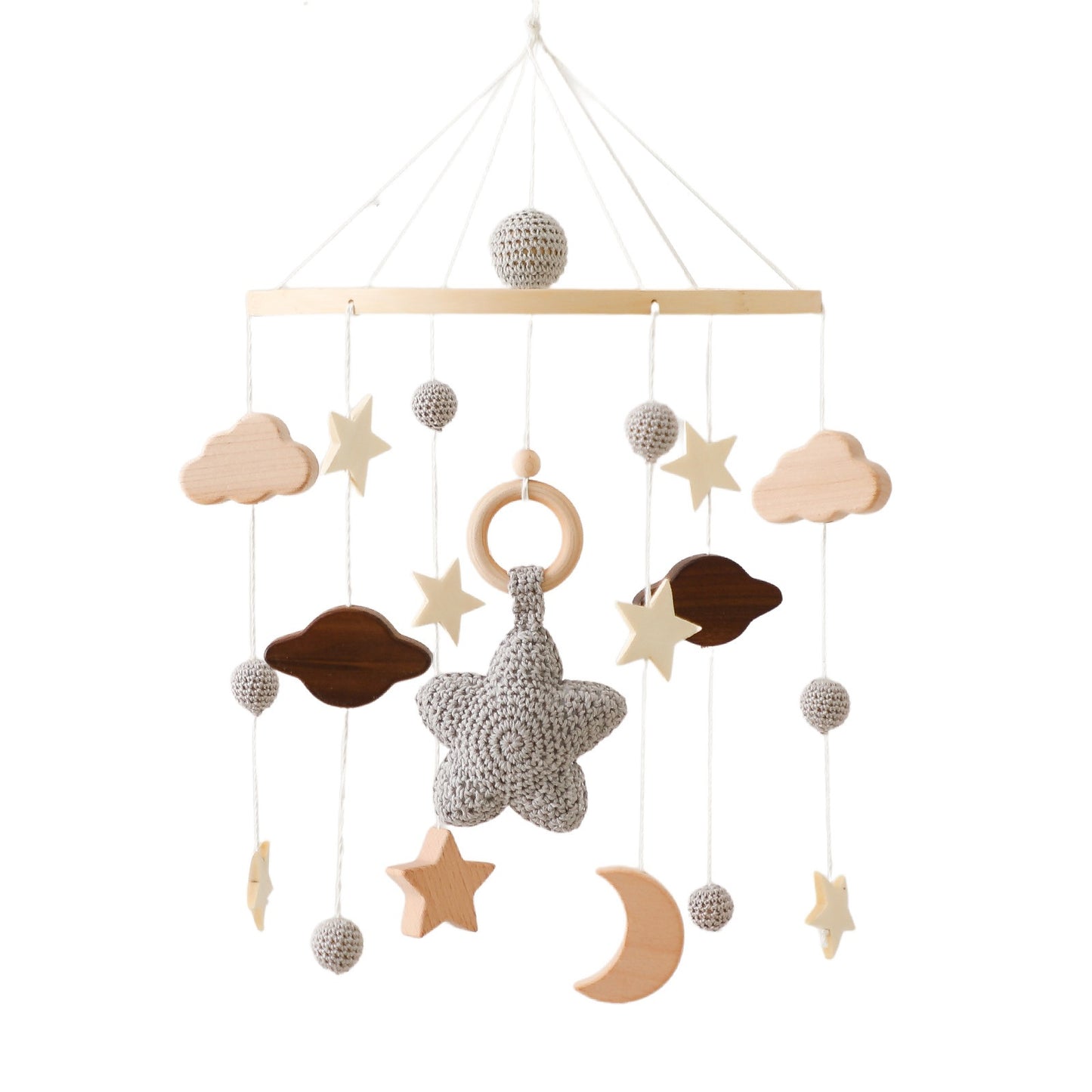 Handmade crochet wooden baby room pendant