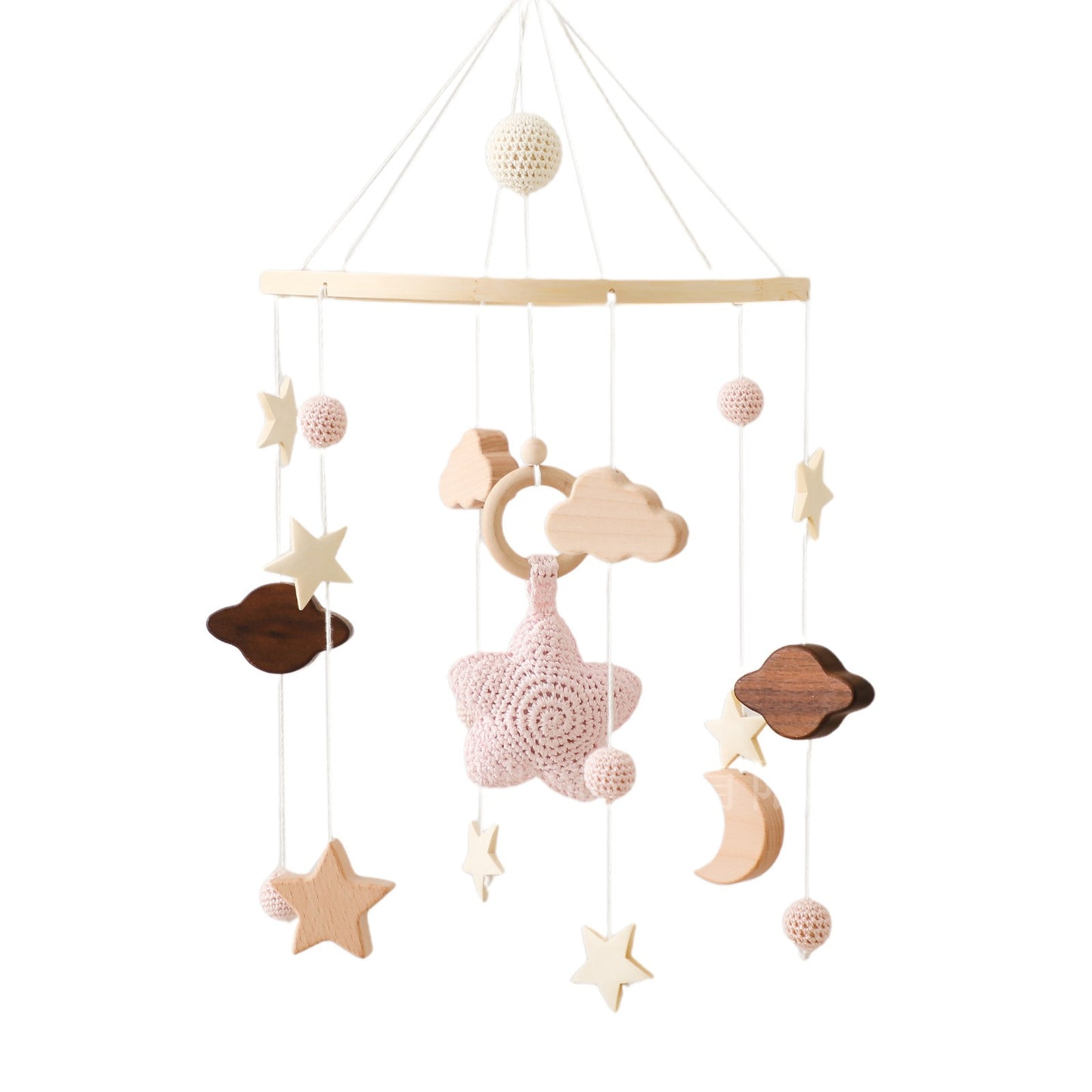 Handmade crochet wooden baby room pendant