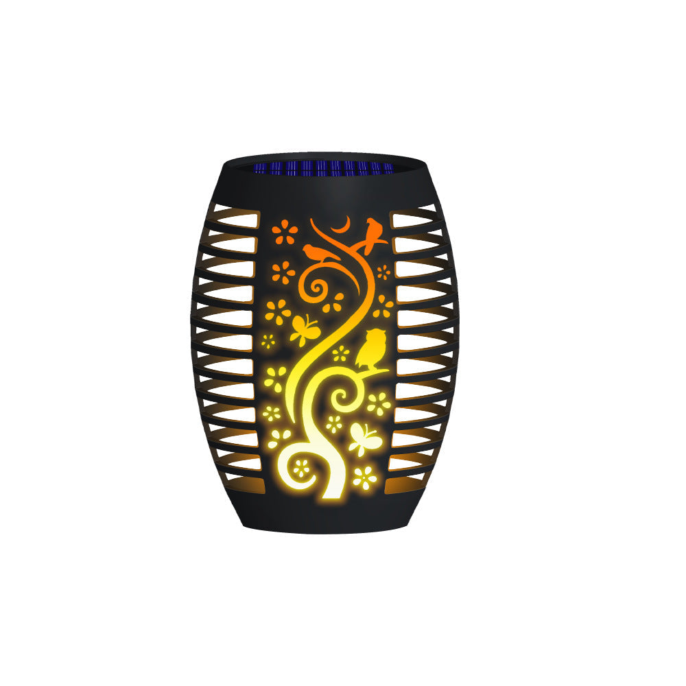 Solar outdoor flame light