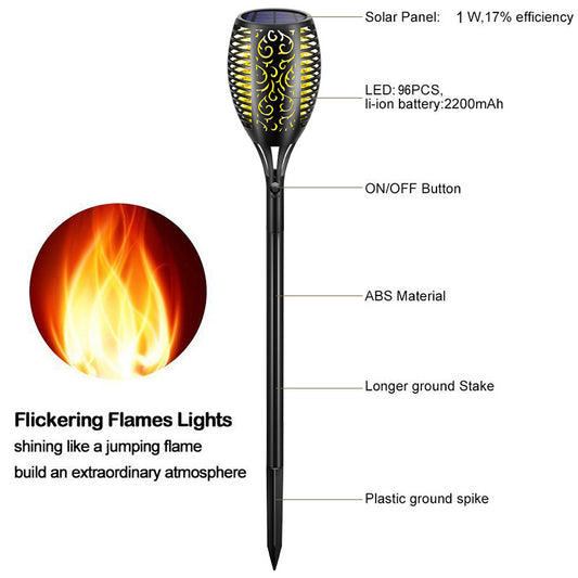 Solar outdoor flame light