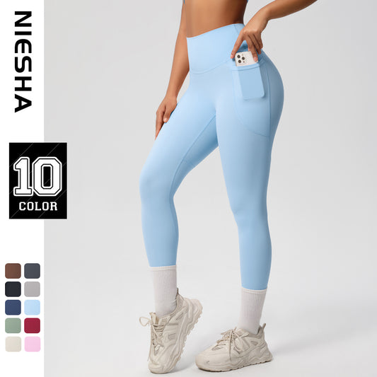 High elastic breathable yoga pants double-sided high waist